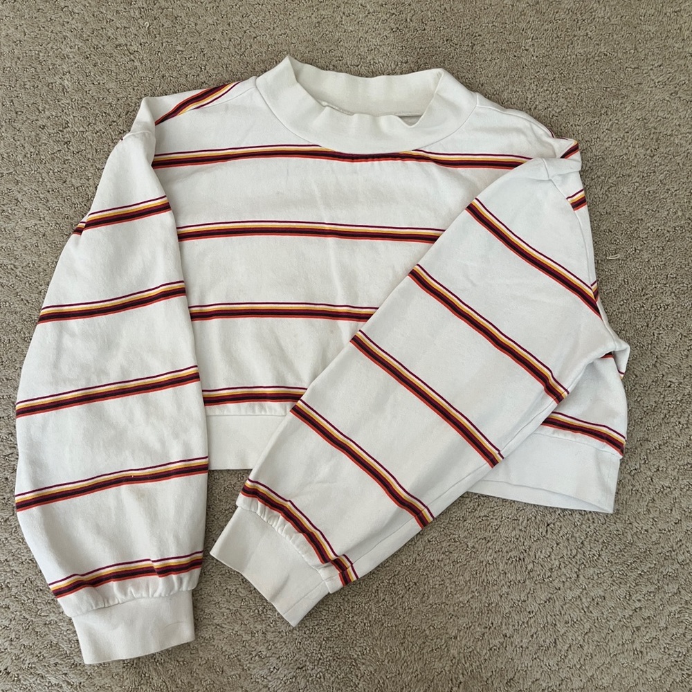Cropped Striped Sweatshirt